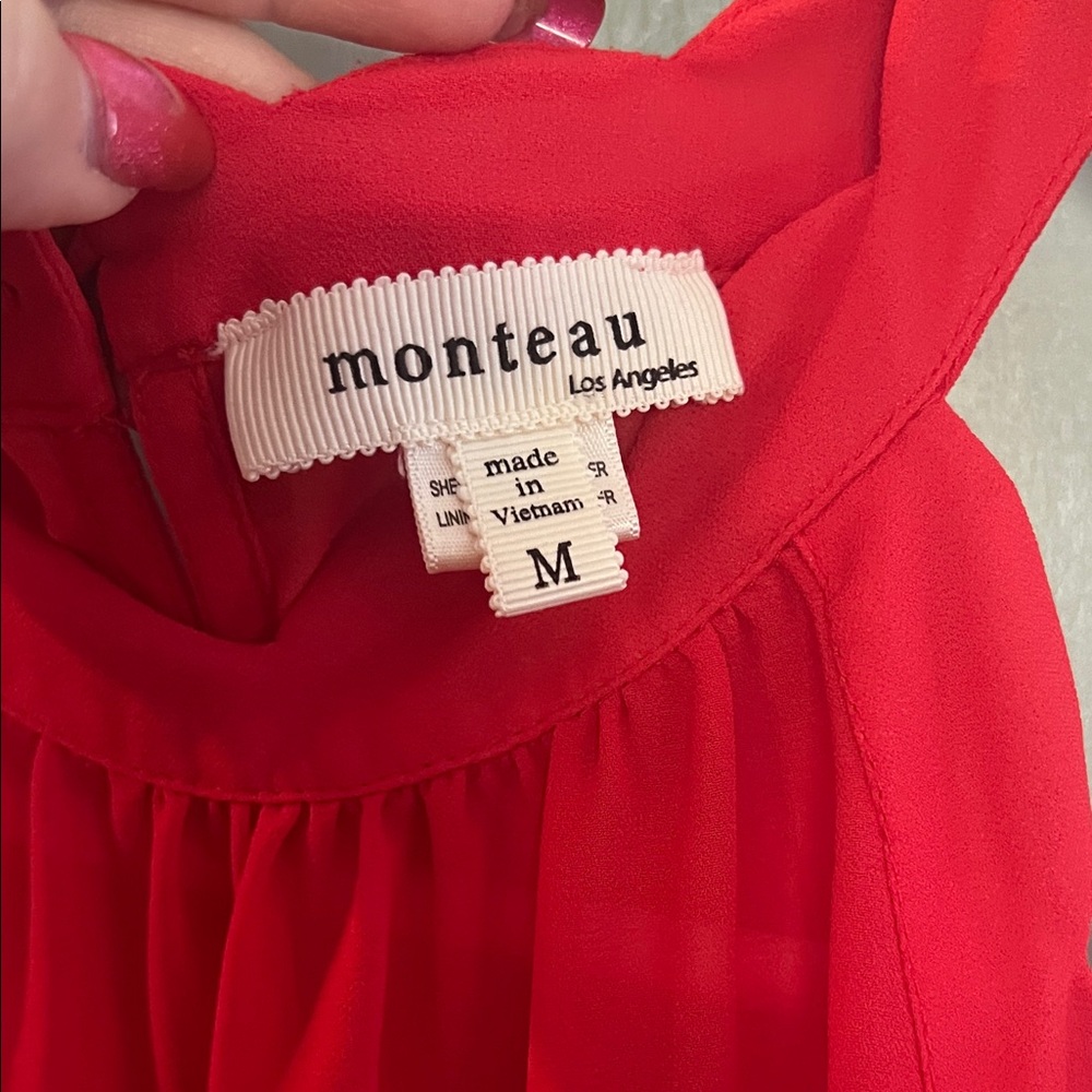 Red Scalloped Halter Camisole - Picture 2 of 3